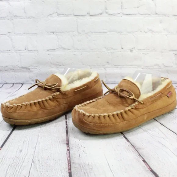 LL BEAN Brown Suede Wicked Good Original Moccasin Slippers Size 10 M - Picture 2 of 9